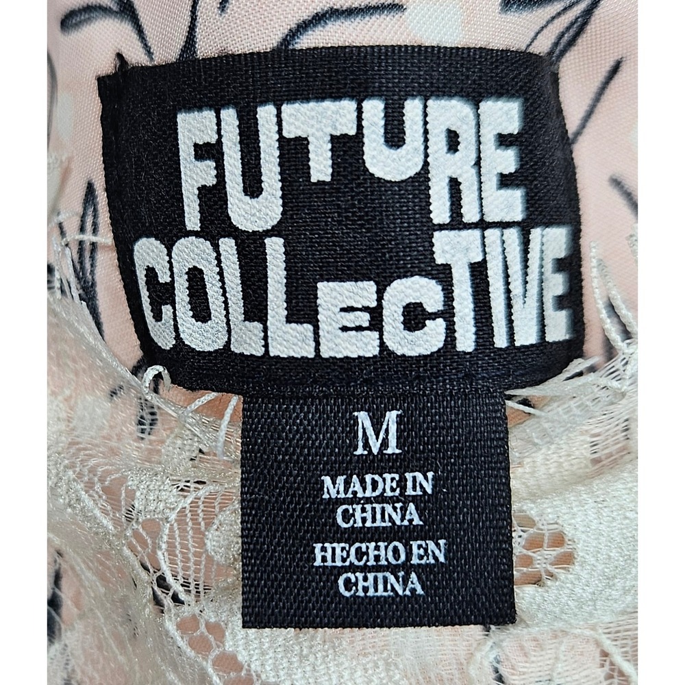 Future Collective Floral Lace Trim Satin Slip‎ Dress Pink M Fairycore Coquette - Picture 7 of 8